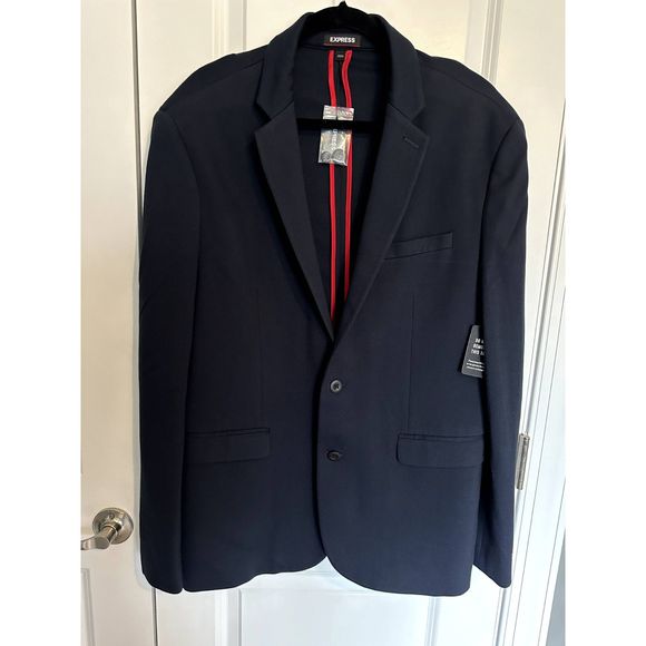 NEW EXPRESS DEEP NAVY EXTRA SLIM LUXE COMFORT SOFT BLAZER JACKET SZ 44R - Picture 3 of 7